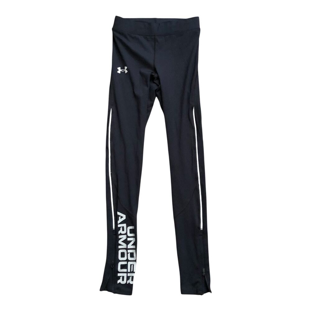 Under Armour Leggings Womens Small ColdGear Compression Black Zip Ankle Running